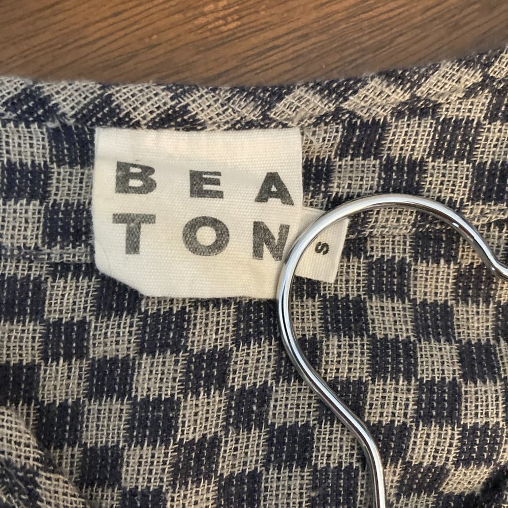 ❌SOLD❌ Beaton Linen Button Up Long Sleeve Dress in Checkered Print, size S - Picture 3 of 5